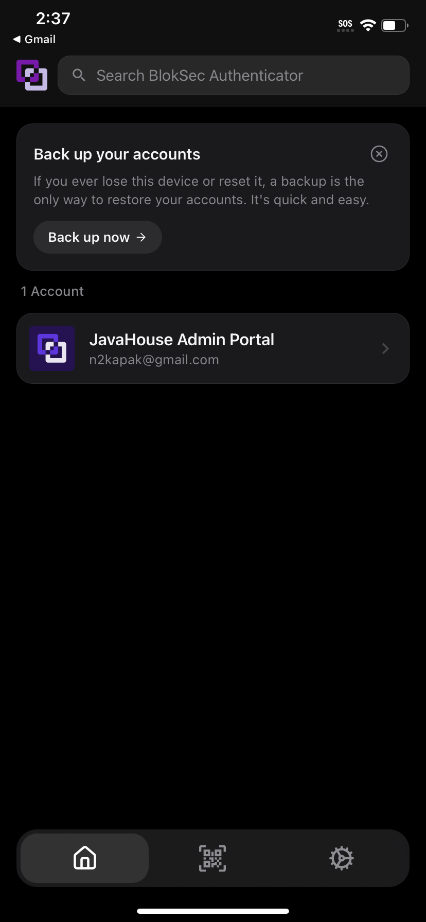 BlokSec home screen showing your linked work account