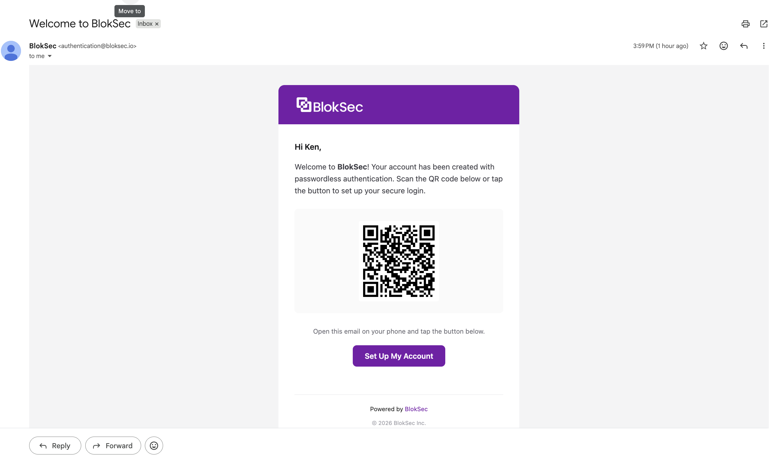 Invitation email from your administrator with a link and QR code